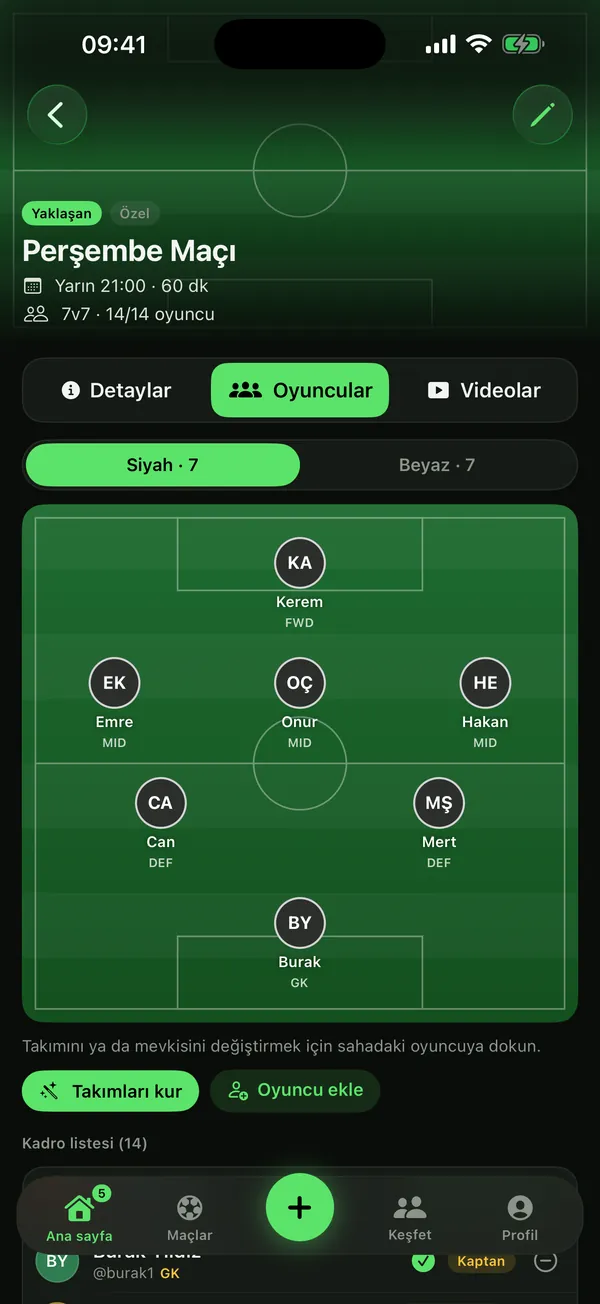 Line up your team